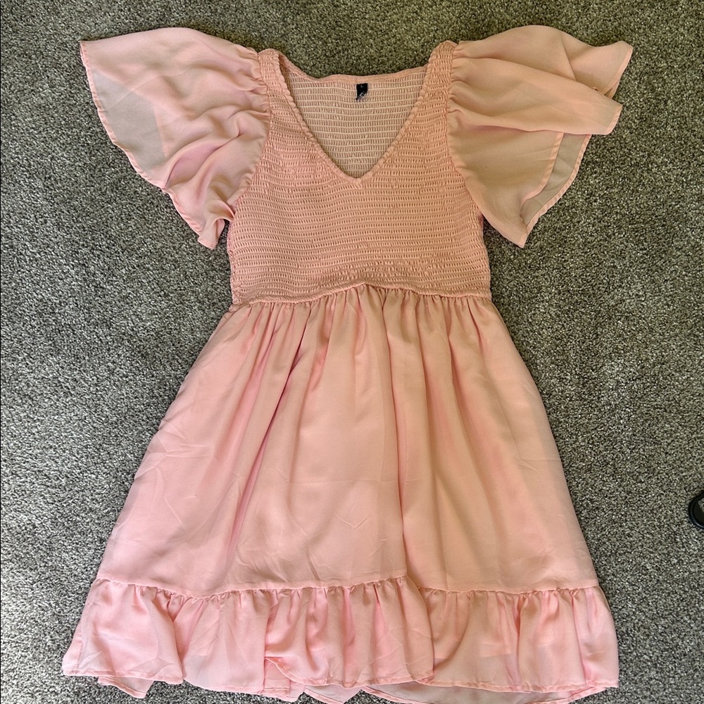 Light Pink Dress with Flutter Sleeves